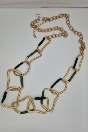 Zeke Long Gold Tone Green Chain