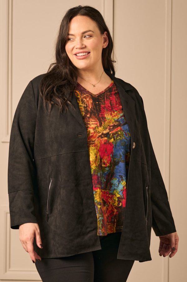 Via Appia faux suede jacket - Black - Image 3