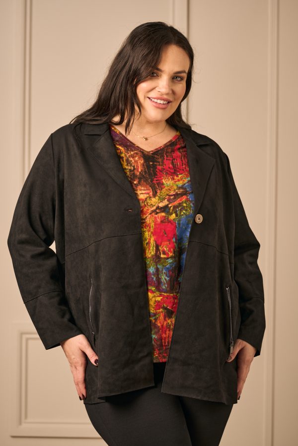 Via Appia faux suede jacket - Black - Image 5