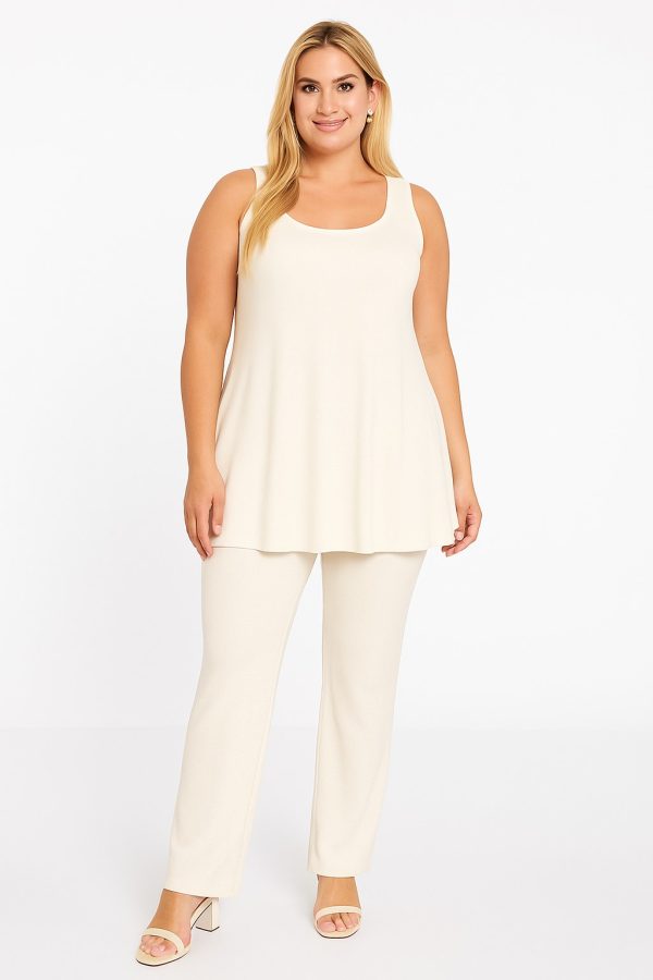 Yoek silky jersey vest - Cream - Image 2