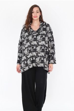 Our model is wearing AKH Adriana cowl neck jumper in grey for Froxx Clothing plus sizes