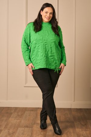 Our gorgeous new model Zhana is wearing Doris textured top in green for Fabulous Froxx Clothing plus sizes